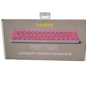 heyday Pink Compact Wireless Keyboard Bluetooth 5.1 USB Receiver